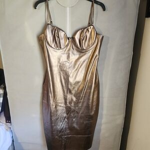 Glamorous Strapless Bronze Dress